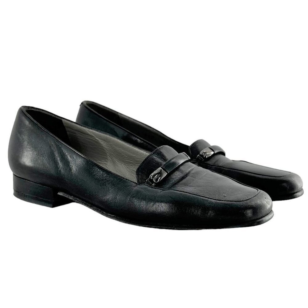BALLY Talbala Black Leather Low Heel Loafers Size 4.5 M Shoes Career Office